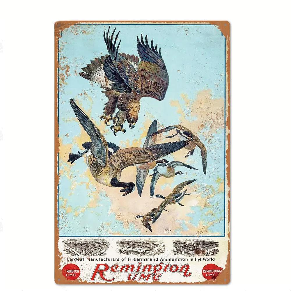 Vintage Hunting Plaque Metal Posters Signs Wall Decor for Man Cave Room Decorative Metal Plate Hunter
