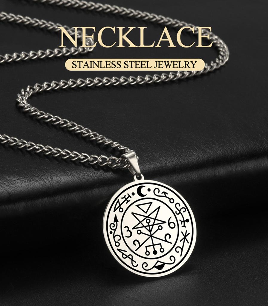 Dawapara Sigil of Lilith Necklace Seal Supernatural Amulet Stainless Steel Gothic Pagan Jewelry Religious Gift