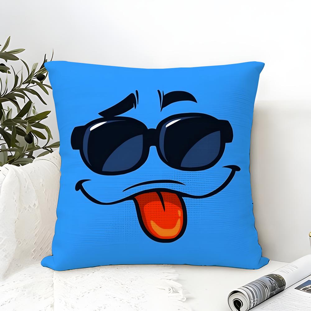 Cartoon Expressions Of Angry Eyes 2 Pillow Case Cotton Linen Fabric Square Zipper Pillowcase Home Decorative Living Room