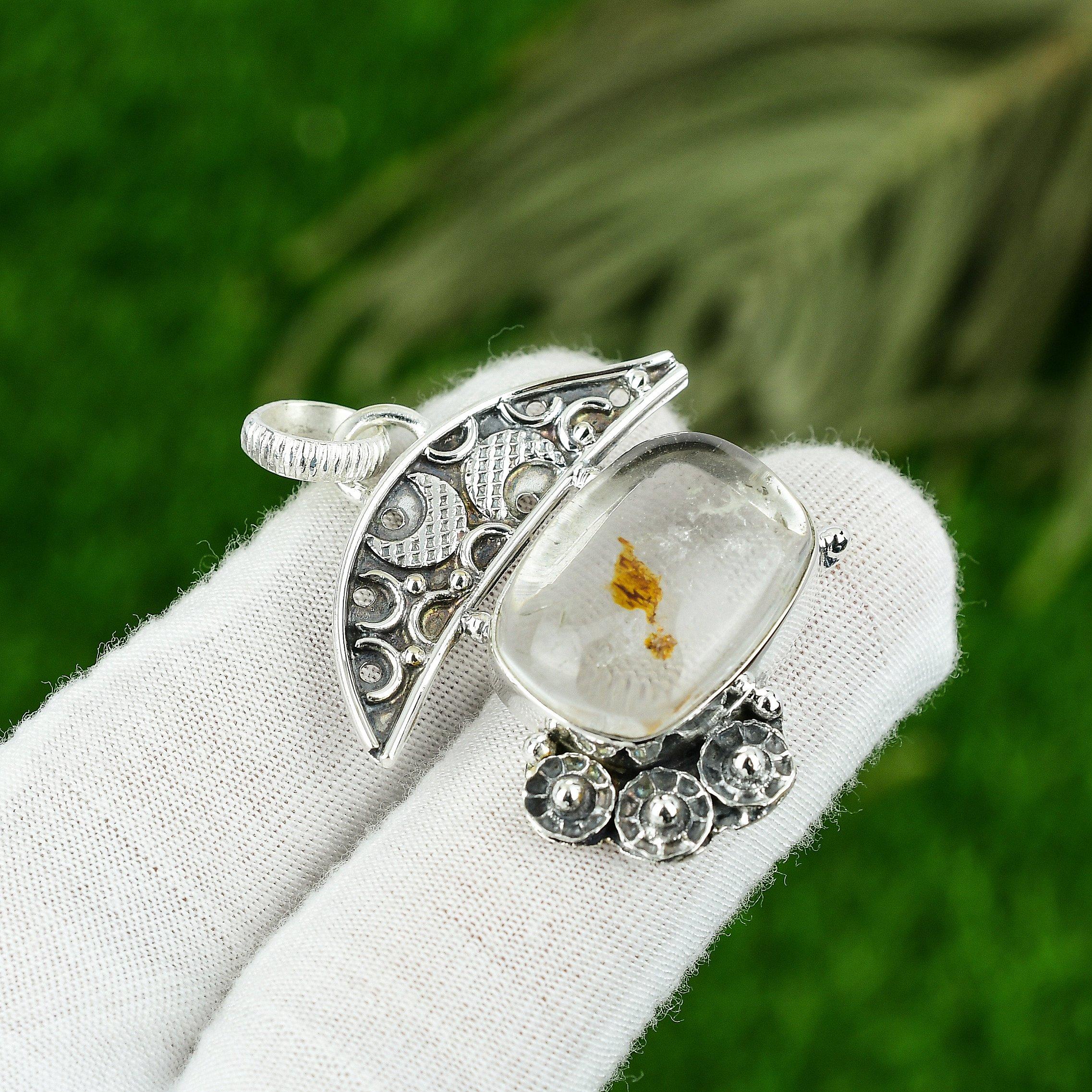 

Natural Garden Quartz Gemstone Jewelry 925 Sterling Silver Pendant For Women