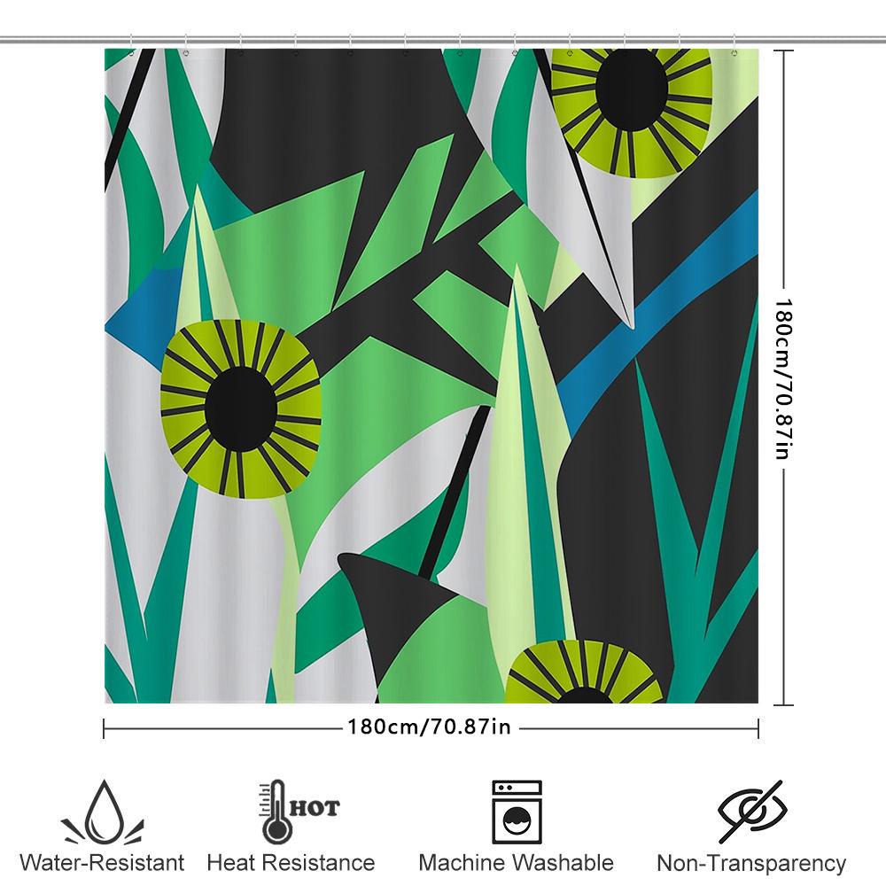Geometric Abstract Shower Curtain Modern Art Washable Bathroom Decor Set Waterproof Liner
