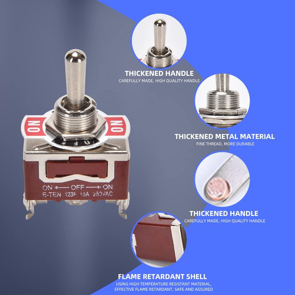 Waterproof Momentary Toggle Switch (ON)-Off-(ON) 30A 12VDC/15A 250VAC DC Marine SPDT Switch 3 Way With Weatherproof Boot Cap Cover For Car Auto Boat