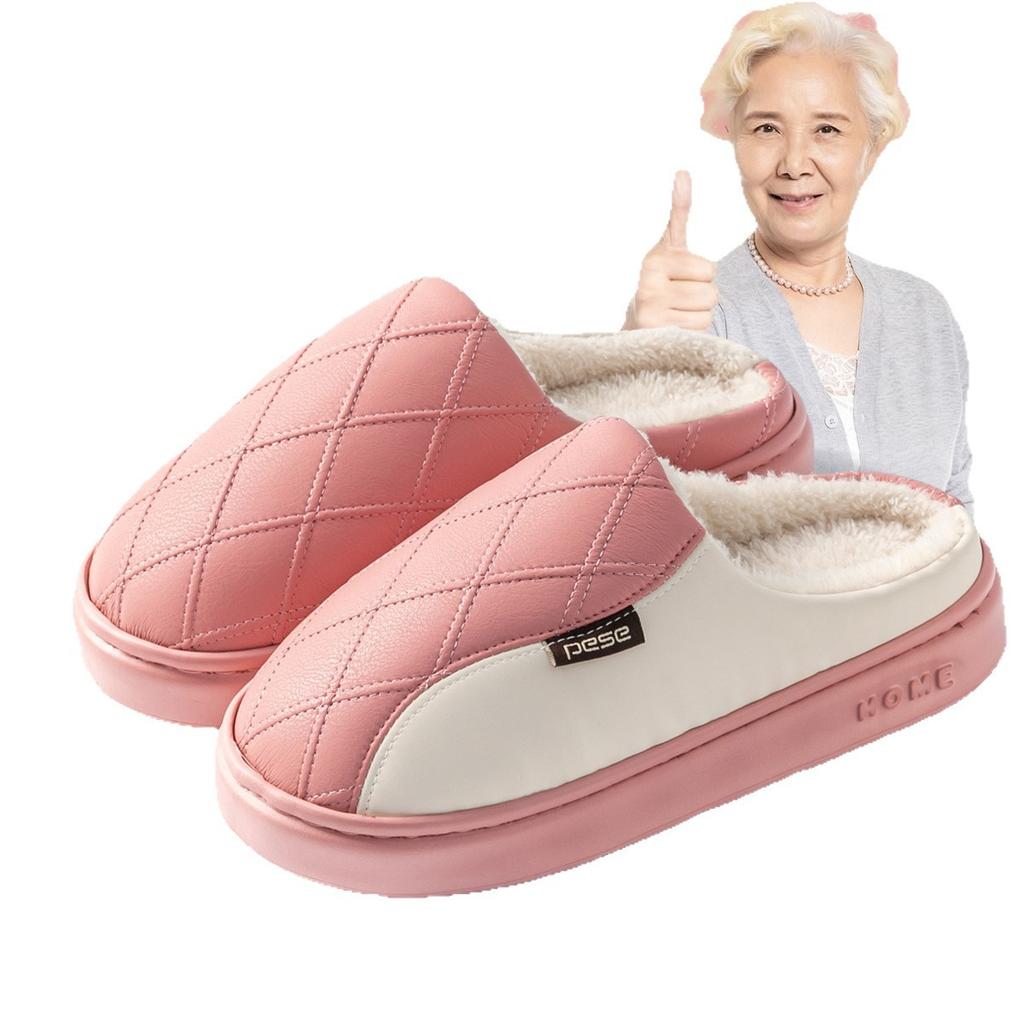 Waterproof cotton slippers winter 2025 new outdoor wear indoor home non-slip thick bottom couple cotton drag winter