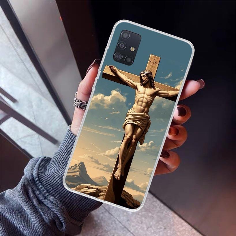Christian Cross Design Phone Case For Samsung Galaxy A52 A51 A50S A32 A22 A12 A02S A72 A71 A31 A70 A30S Note 20 Ultra 10 Plus S1