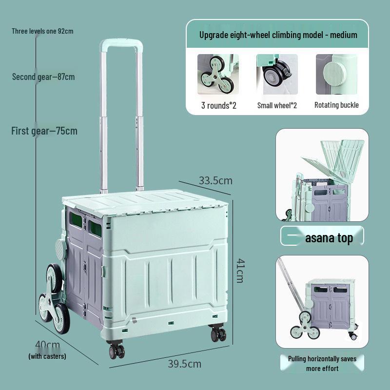 Portable Stair-Climbing Trolley: Folding Cart for Groceries, Camping, and Outdoor Use