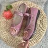 Zapatos De Mujer Women Fashion Wine Red Buckle Strap Anti Skid Shoes Lady Classic Pink Floral Embroidery Shoes Ab349