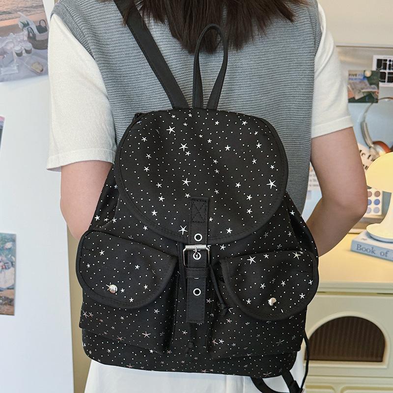 Schoolbag Korean Version of Casual Large-capacity Bag Women's 1011 Spring New Star College Student Backpack Fashion Travel Schoolbag