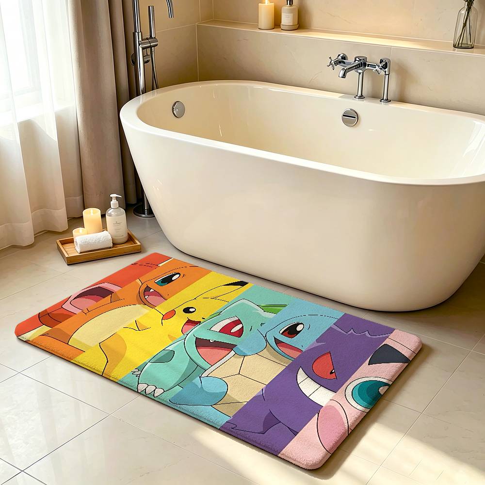 Anime Cute P-Poke-M-mon Carpet Bathroom Anti-slip Mat Door Mat Home Decoration Mat Entrance Door Mat Scratch-resistant Door Mat