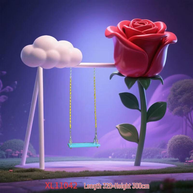 Yanziran Outdoor Rainbow Cloud Fiberglass Swing Sculpture
