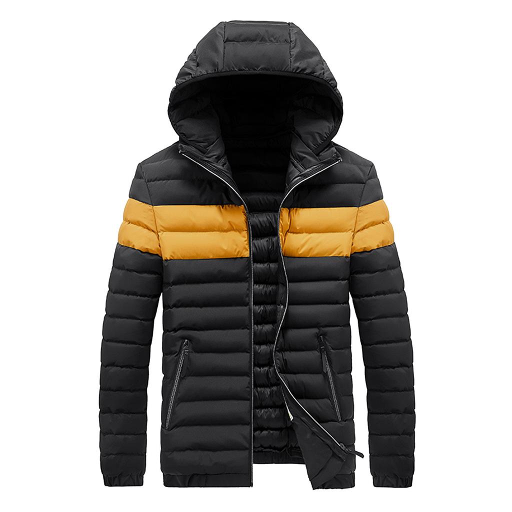 Men Winter Warm Hooded Patchwork Soft for Windproof Soft Coat  Jacket