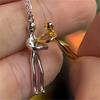 New Personality Fashion Couple Hug Slippable Pendant Necklace for Women Men Charm Collar Jewelry Creativity Anniversary Gift