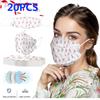20PCS Unisex Adult Feather Print Outdoor Mask Protective Disposable Face Mask