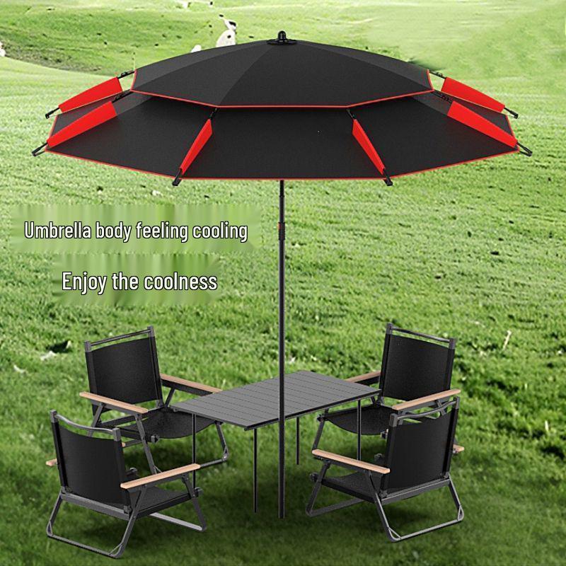 2025 Stainless Steel Large Fishing Umbrella: Thickened Double Layer Sun Protection