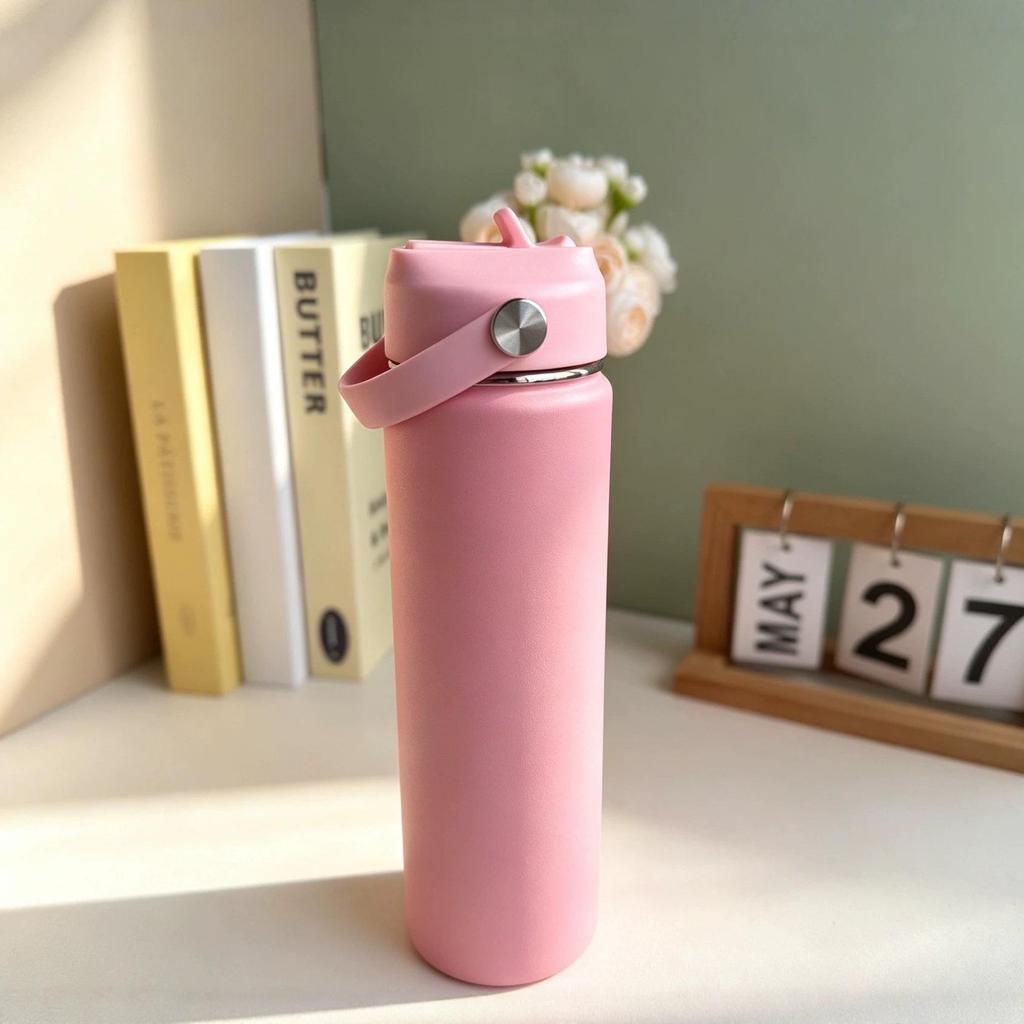 Portable Thermos Mug 316 Stainless Steel Sports Water Bottle with Straw, Large Capacity for Outdoor/Home Use.
