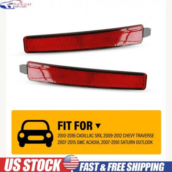 Pair For Chevy 2009-2012 Traverse Rear Bumper Lower Reflector Lights Trim Red