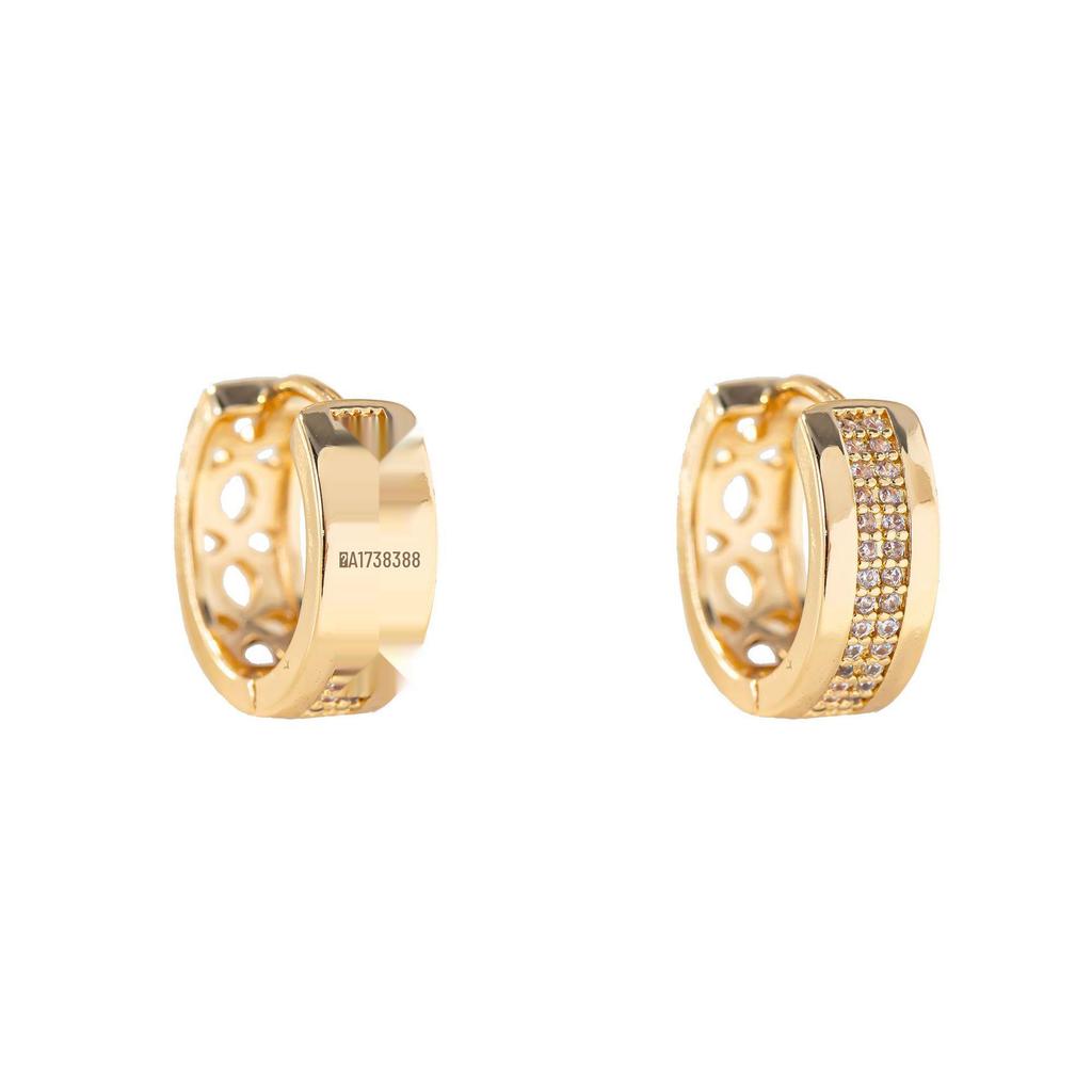 Japanese-Korean Luxurious Zirconia Hoop Earrings - Minimalist Gold-Plated Elegant Design