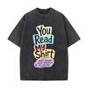 Funny Introvert Reading Quote Typogr Loose Solid Distressed T Shirt American Casual Crew Neck Top