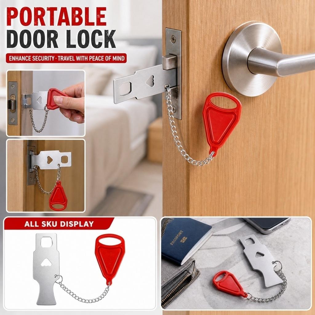 Portable Door Lock for Travel, Hotel and Home – Lightweight with for Extra Privacy