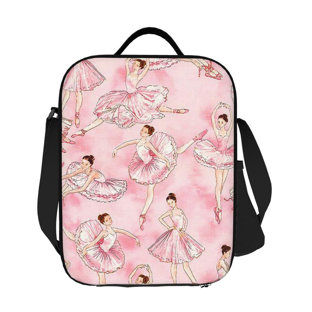 Ballet Dance Makes Me Free Ballerina Dancer Lunch Bags Insulated Bento Box Waterproof Lunch Tote Resuable Picnic Bags Cooler Bag