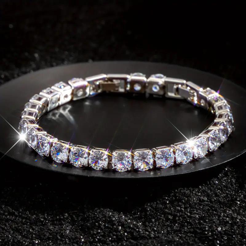 Elegant Zircon Bracelet: 6mm Round Cut, Prong Set, Simple and Exquisite European Design