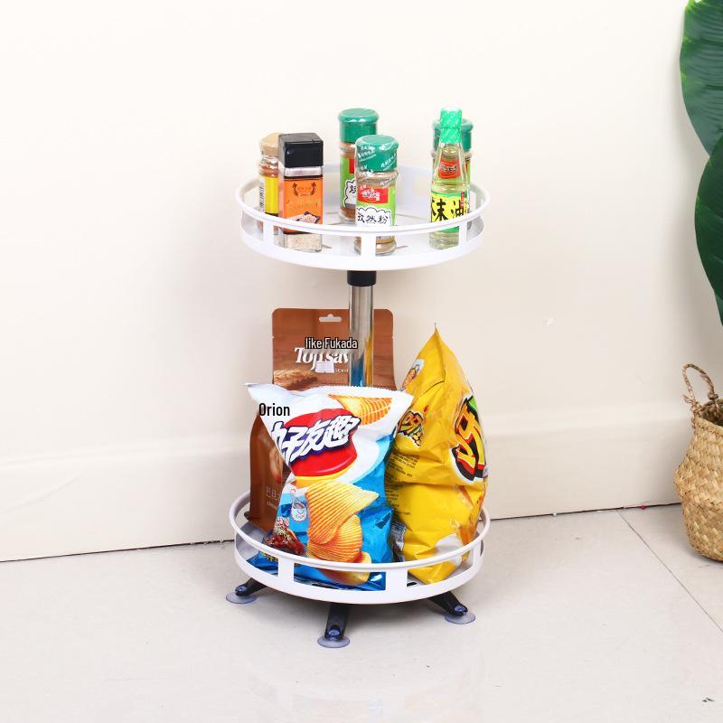 Rotating Kitchen Seasoning Rack: Multifunctional Storage for Oil, Salt, Sauce, and Vinegar in Corner Spaces.