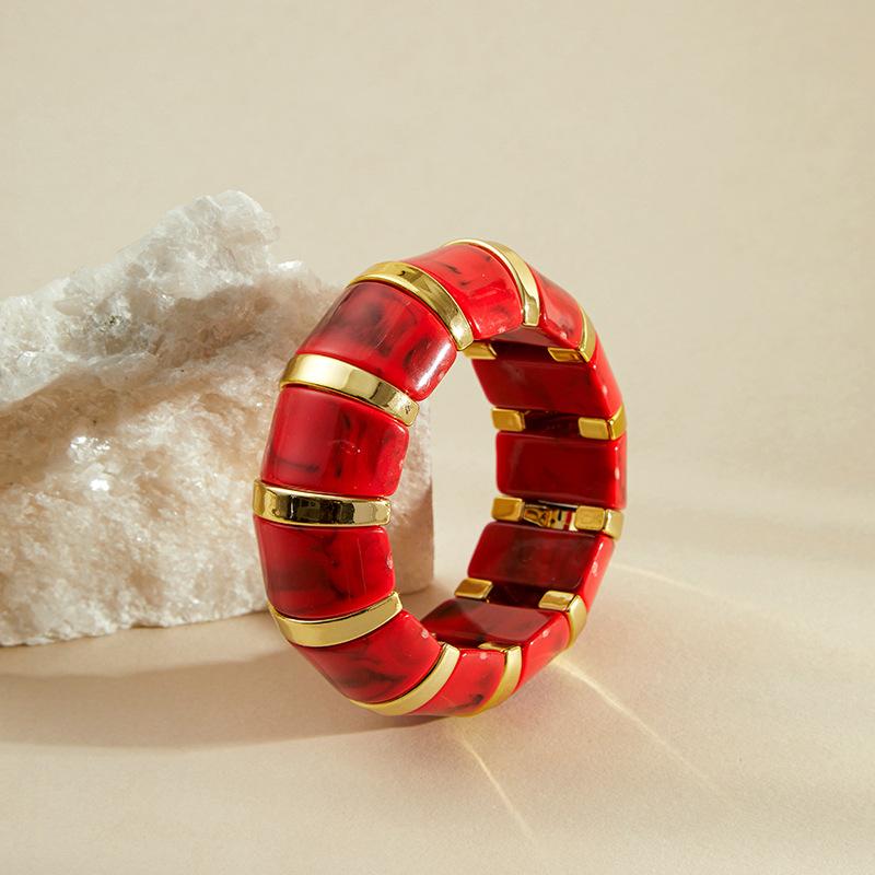 Bohemian Acrylic Elasticity Bracelet Exaggerate Women Simple Geometric Cuff Jewelry  Accessories