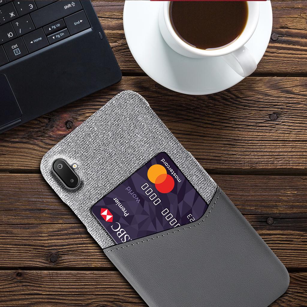 For Samsung Galaxy A06 5G/M06 5G Case PU Leather Cloth Texture Hard PC Phone Cover with Card Holder