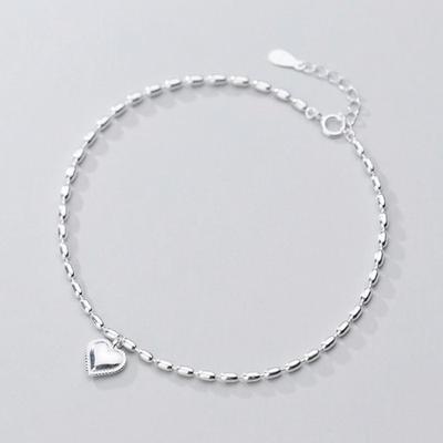 Hermosa J A019 Silver 925 Silver Anklet Silver Anklet Daily Women's Bold Anklet Plump Heart Anklet