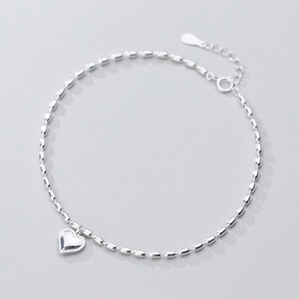 Hermosa J A019 Silver 925 Silver Anklet Silver Anklet Daily Women's Bold Anklet Plump Heart Anklet
