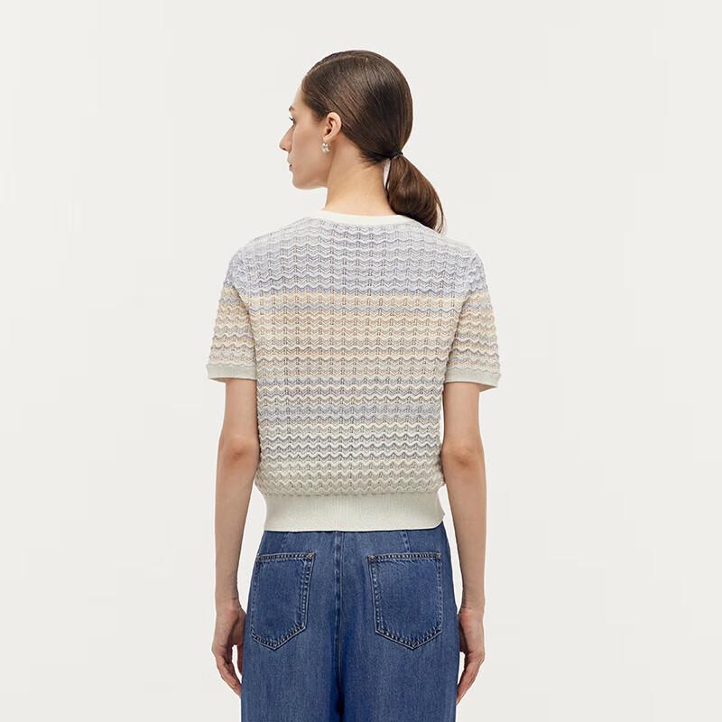 GOELIA Women's Gradient Knit Short Sleeve Pullover