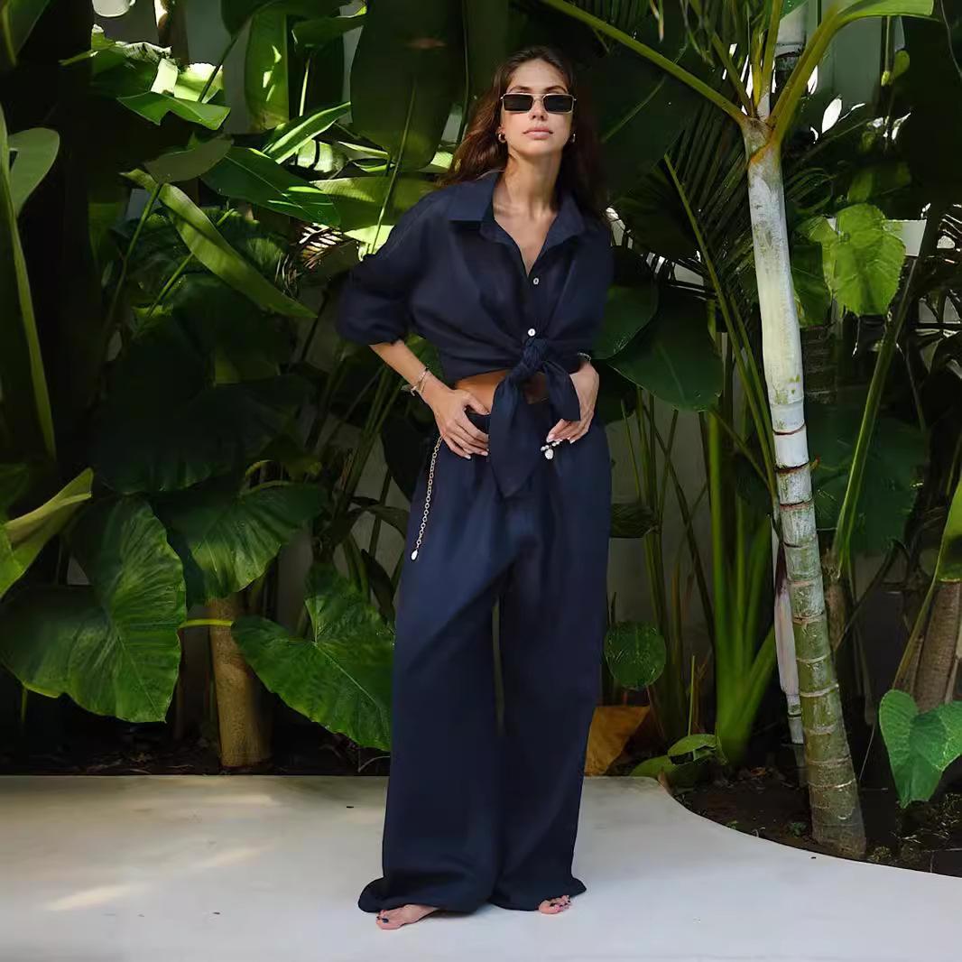 Комплект из двух предметов с квадратным воротником и длинными рукавами — фото 14