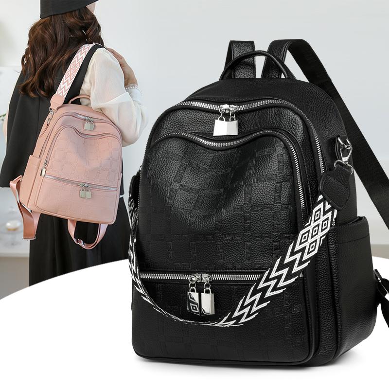 Women's PU Backpack Outdoor Travel Large Capacity Backpack Multi-function Shoulder Bag