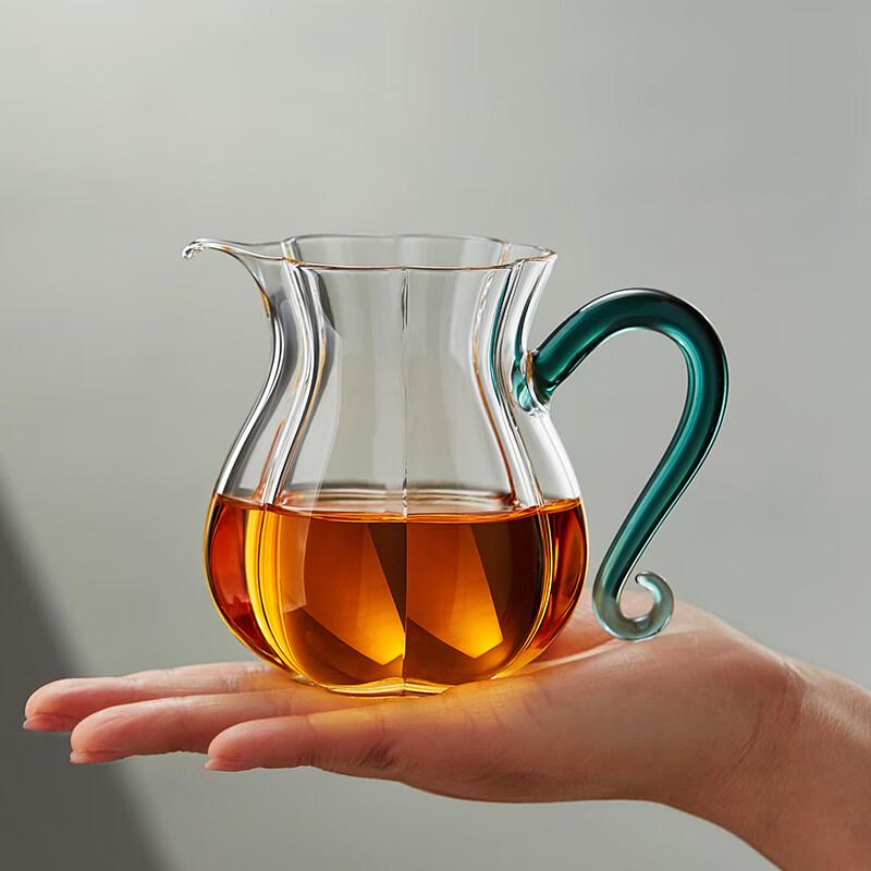 Glas-Tee-Sharing-Tasse mit rosa Griff, 2-teiliges Set