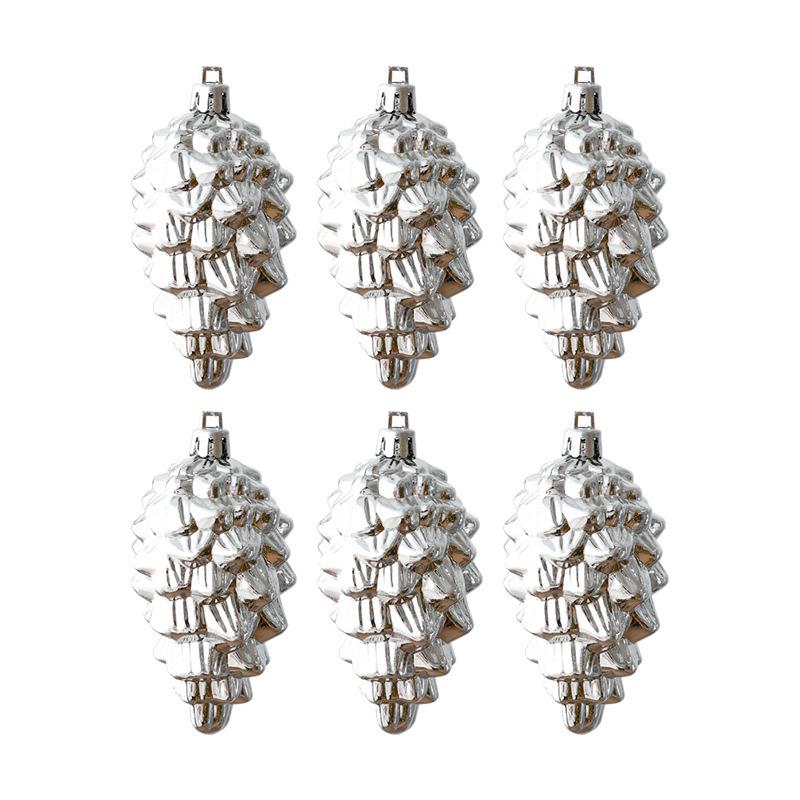 2026 Irregular Pinecone Charms: 6-Piece PVC Boxed Plastic Christmas Ornaments