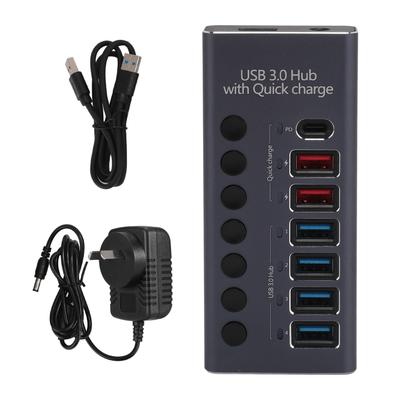 7 Ports Powered USB 3.0 Hub 4 High Speed Data Transfer Ports 3 Fast Charging Ports with Power