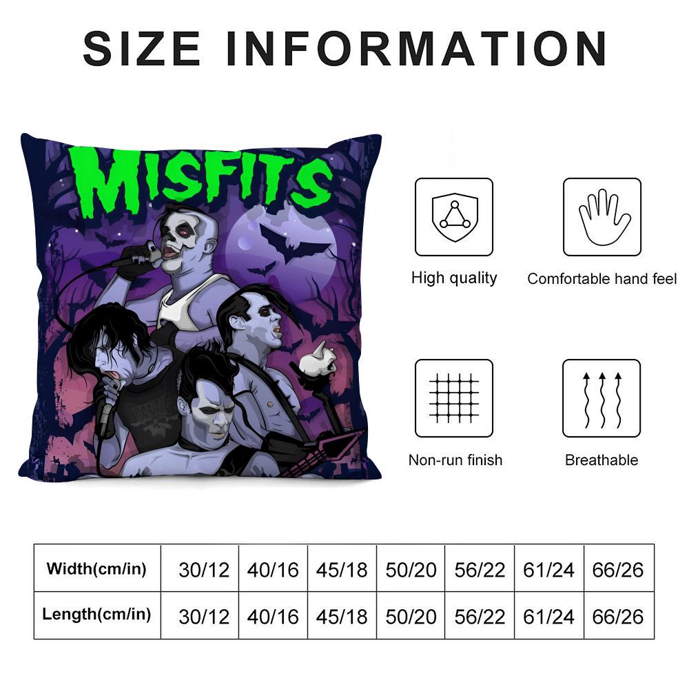 Funda de almohada Punk M-MisfitsS Rock Band, antiácaros, con cremallera invisible, de felpa corta y sedosa.