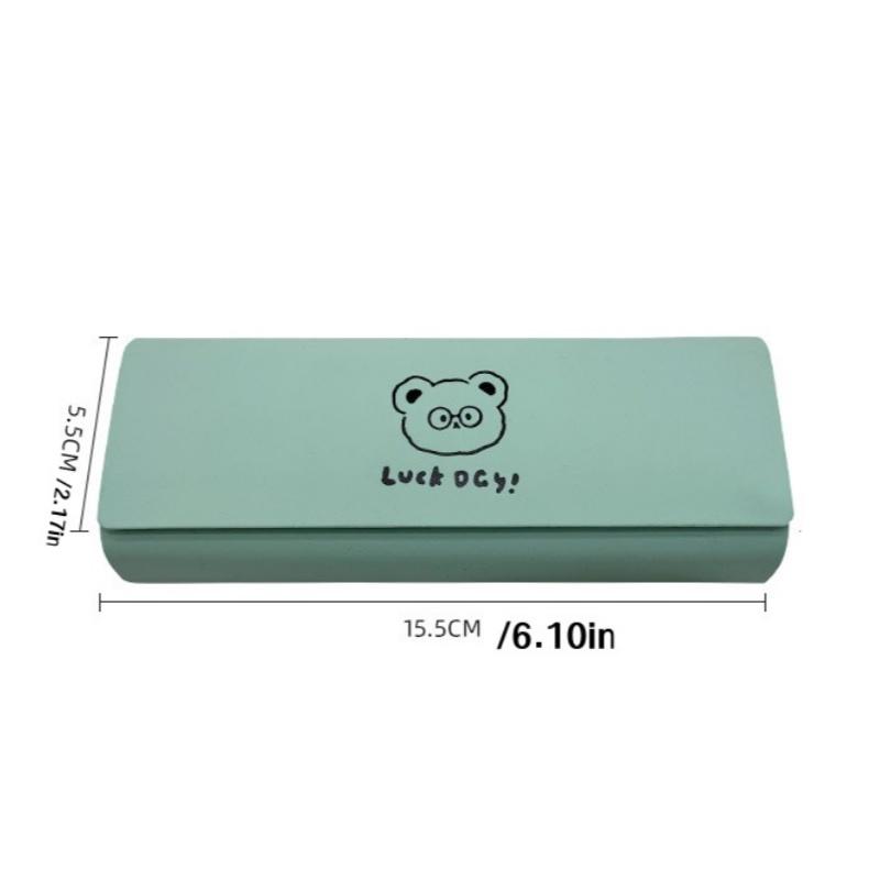 2Pcs Random Color Bear Leather Glasses Case High-Quality Stylish Sunglasses Case Portable Printed Cartoon Glasses Case Essential for Glasses Gift
