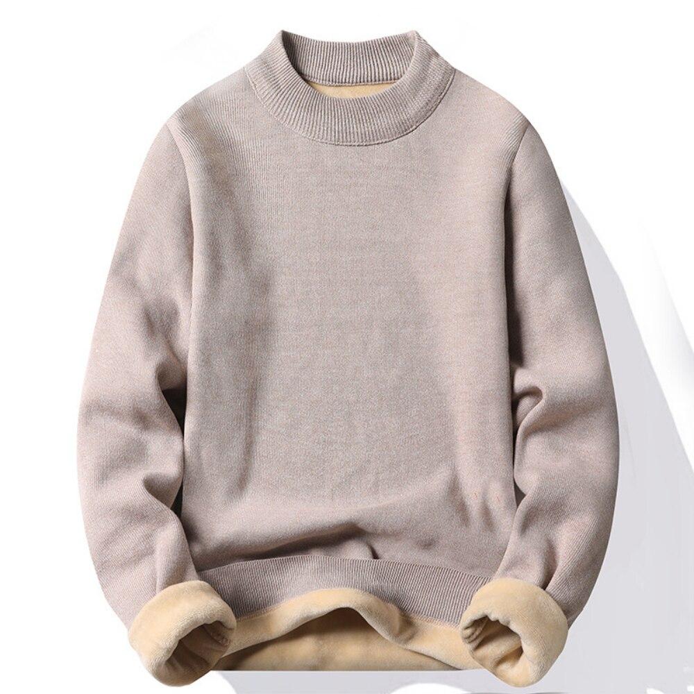 Moda męska Casual Slim Fit Basic sweter z dzianiny z golfem wysoki kołnierz sweter męski podwójny kołnierzyk jesienno-zimowa bluzka