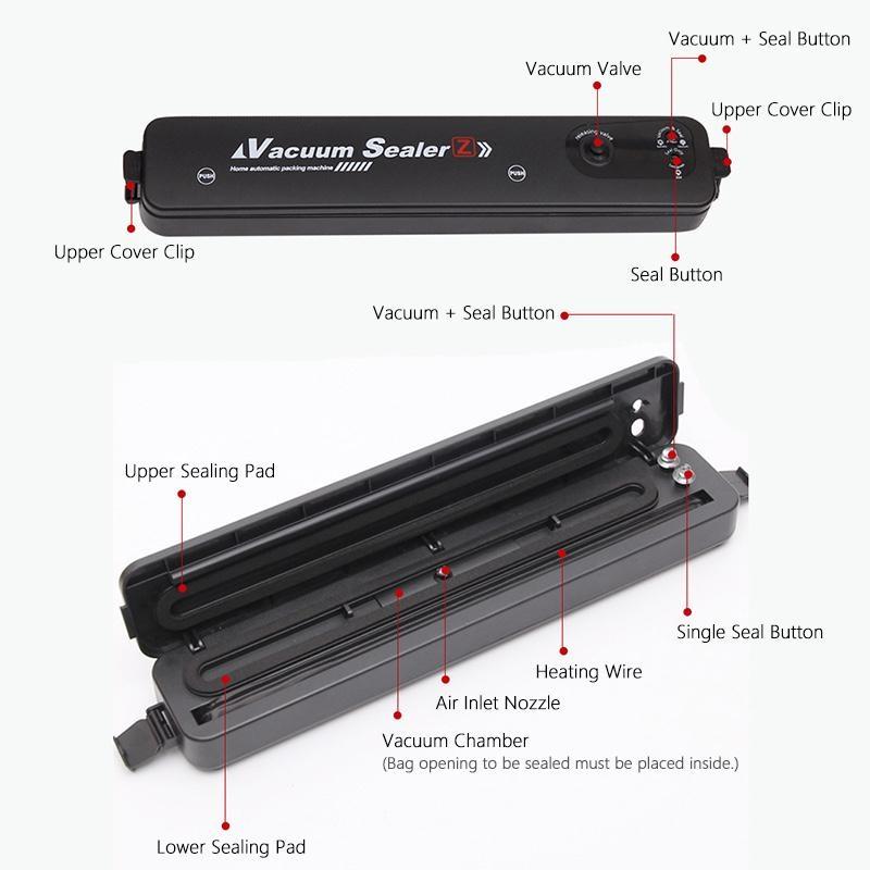 1PC EU Plug Household Vacuum Sealer Machine One-Touch Automatic Food Sealer for Food Storage