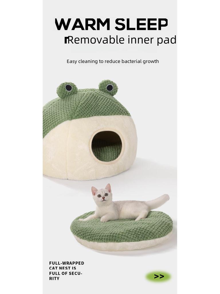 Cartoon Frog Shape Pet Bed: Winter-Warm & Four Seasons Universal for Cats and Dogs