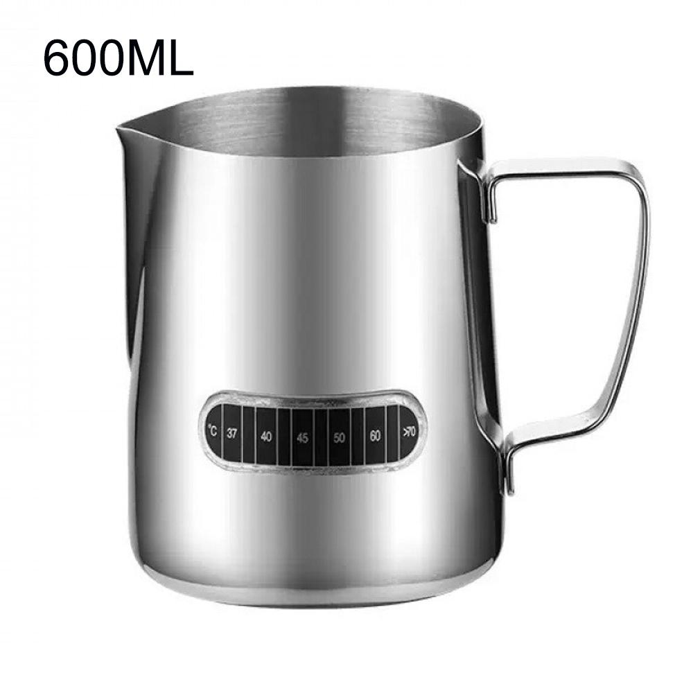 350ML/600ML Milk Frothing 304 Stainless Steel Milk Jug With Thermometer Milk Pitcher For Making Cappuccino Latte And Espresso