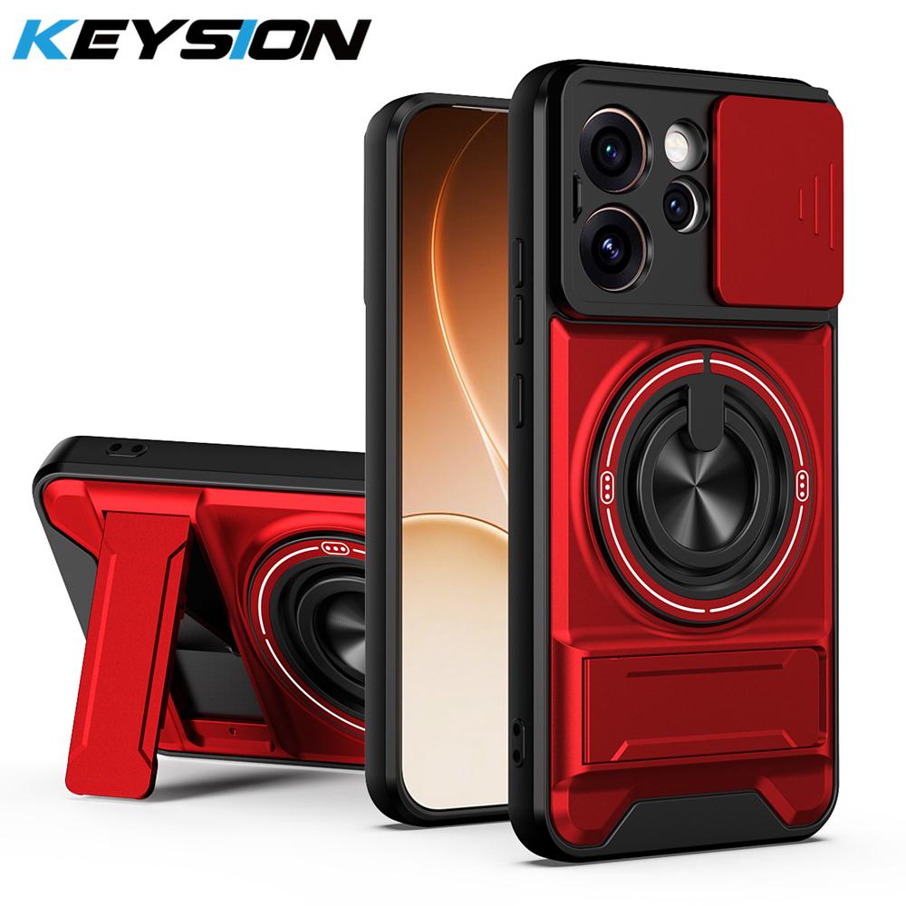 KEYSION Magnetic Phone Case for OPPO Reno15 Pro Max 5G 15 F 5G Slide Camera Protection Upright Kickstand Ring Shockproof Cover