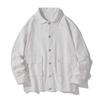 Mens Solid Color Loose Cargo Jacket With Large Pockets Casual Outerwear