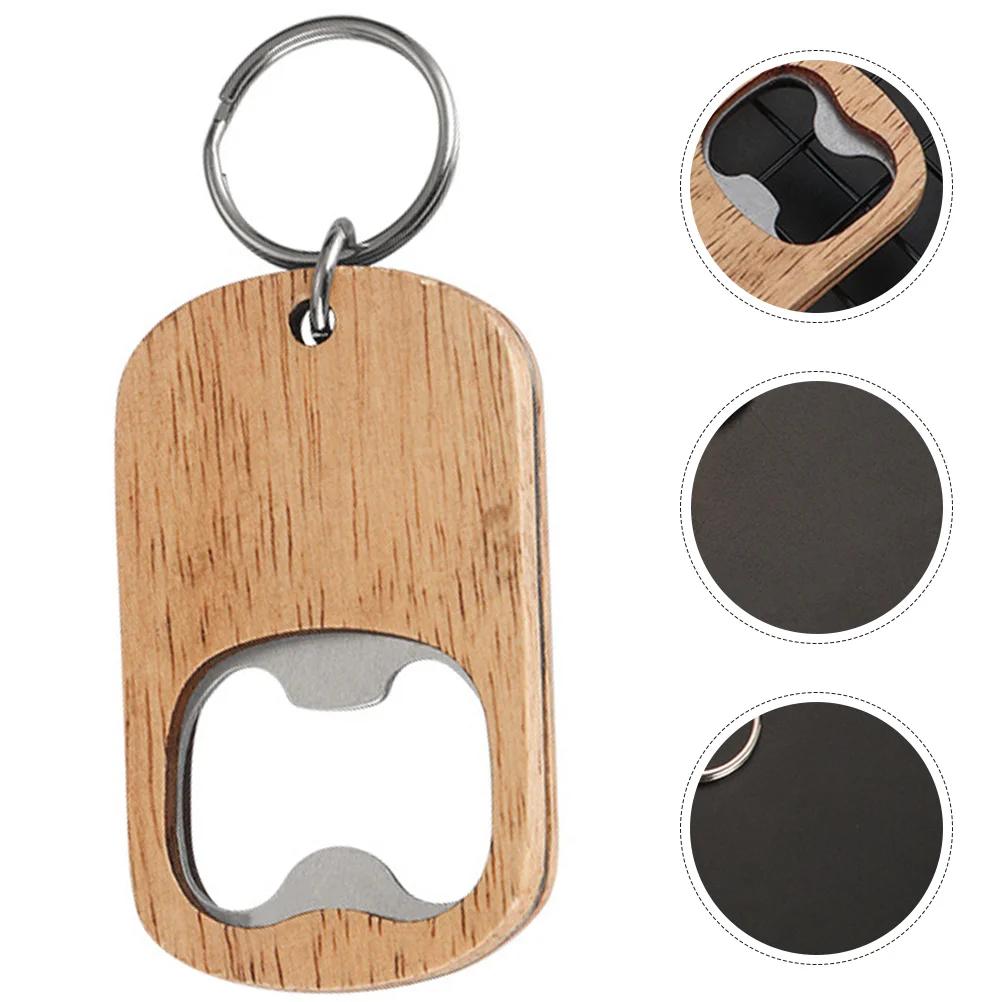 1 Pcs Accessories Easy Beer Bottle Opener Wooden Handle Bar Kitchen Party Favors Keychain