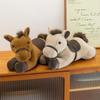 Cartoon Chinese Zodiac Horse Plush Toy Cute Stuffed Pony Doll Sofa Throw Pillow Home Decoration New Year Mascot Festival Gift