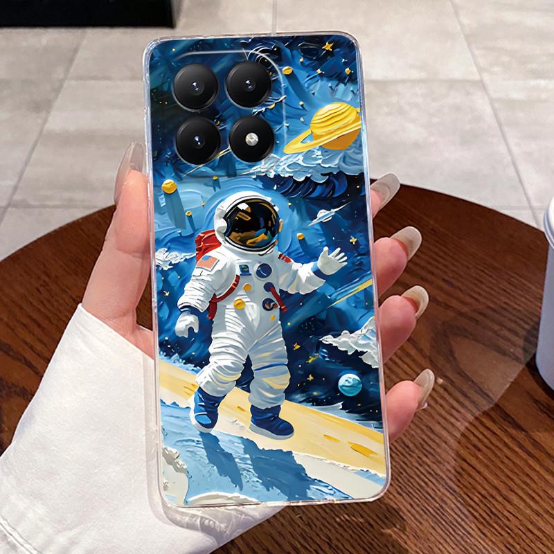 For Xiaomi 15T Case Aesthetic Fashion Cute Cat Astronaut Soft Silicone TPU Back Cover For Xiaomi 15T Pro Transparent Phone Case