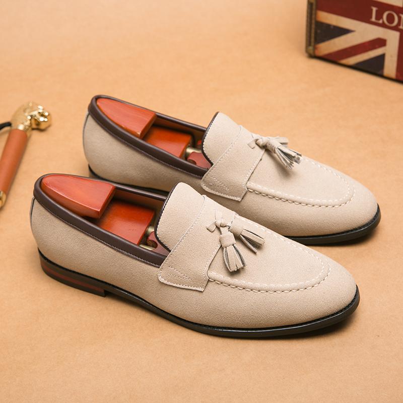 Fashion Genuine Leather Men Dress Footwear Slip On Office Man Formal Shoes Wedding Party Business Flats Breath Driving Loafers Moccasins