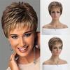 Synthetic Natural Short Hair Pixie Cut Wigs for Women Ombre Blonde Short Wig with Bangs Casual Wig Ladies Daily Costume Mother