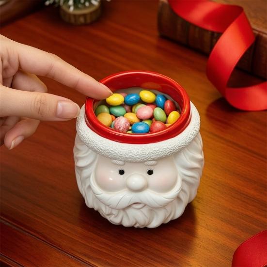 Small Item Storage Holder Cute Santa Claus Resin Flowerpot, Decorative Christmas Desktop Creative Craft Planter, Hand Painted Container for