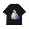 Drowning Shark Printed Men's T-Shirt Summer Vintage Kawaii Men's Women's Surfing Beach T-Shirt Unisex Breathable Casual Top
